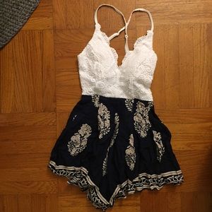 Mura Boutique navy and white romper